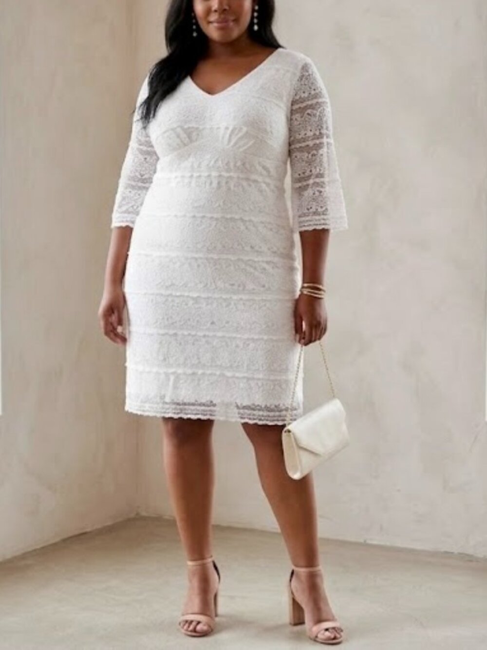 NWT Rabbit Rabbit Rabbit White Lace Dress 24W Plus Size Bridal Cocktail Sheath